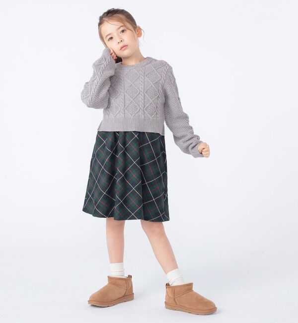 SHIPS KIDS「SHIPS KIDS:100～130cm /〈洗濯機可能〉ケーブルニット ドッキング ワンピース」|ワンピース|