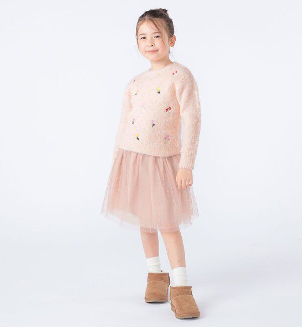 SHIPS KIDS「SHIPS KIDS:100～130cm /〈洗濯機可能〉シャギー エンブロイダリー ニット」|ニット・セーター|