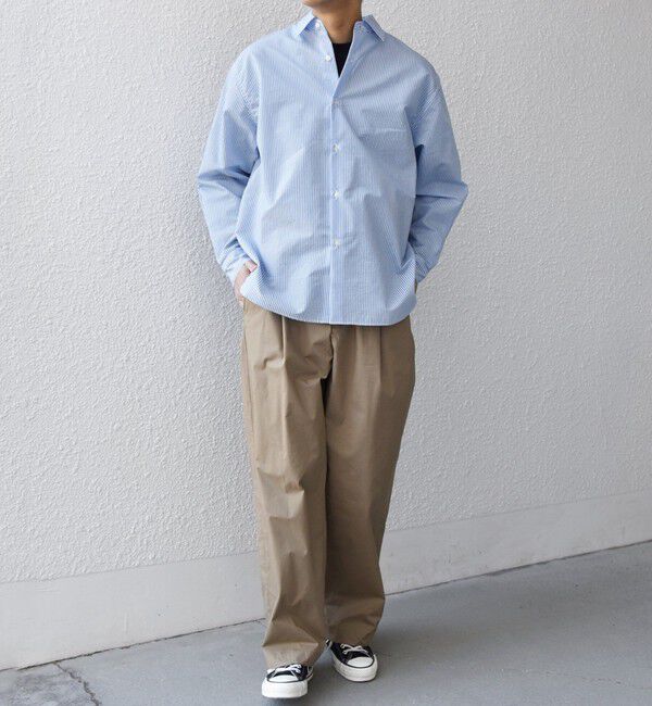 SHIPS any「SHIPS any: JAPAN MADE ブルー ストライプ/ソリッド レギュラーカラー シャツ◇」|シャツ・ブラウス|