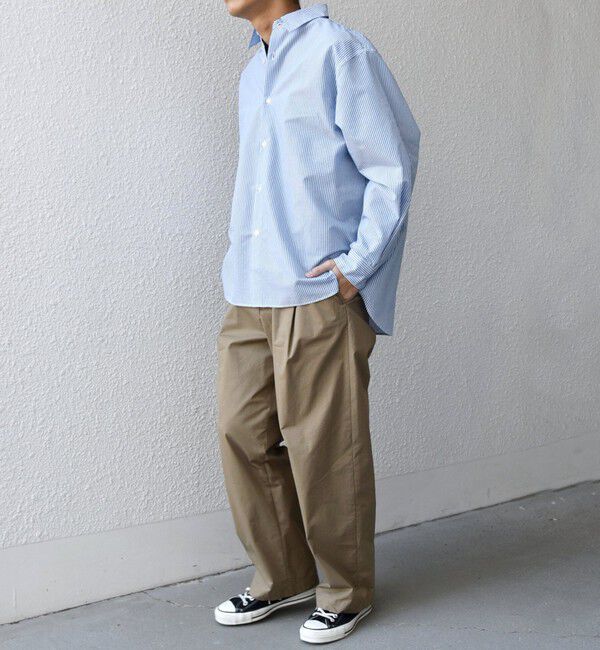 SHIPS any「SHIPS any: JAPAN MADE ブルー ストライプ/ソリッド レギュラーカラー シャツ◇」|シャツ・ブラウス|