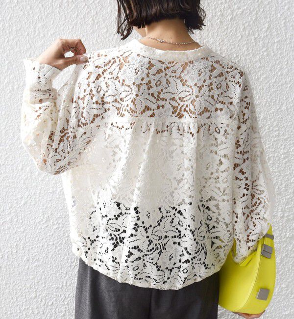 SHIPS for women「〈手洗い可能〉裾 ドロスト レース ブラウス」|シャツ・ブラウス|