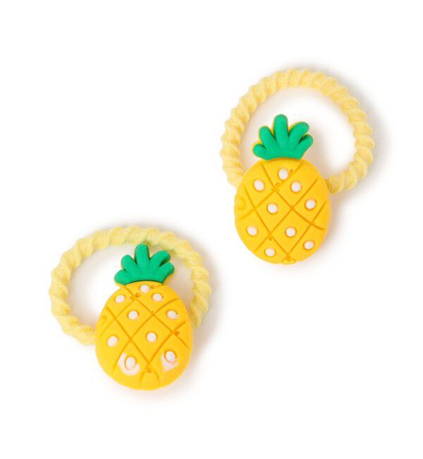 SHIPS KIDS「SHIPS KIDS: ミニ フルーツ ヘアゴム 2個セット」|ヘアゴム・シュシュ|ライトイエロー