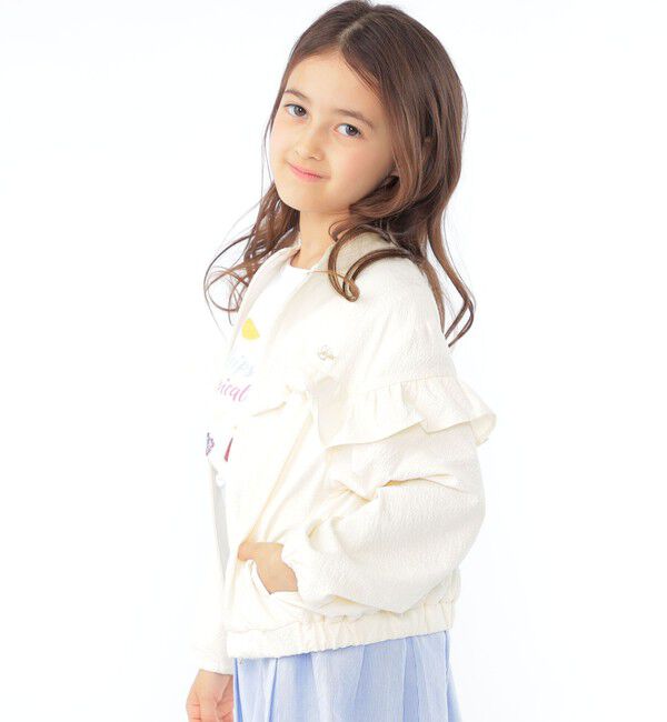 SHIPS KIDS「SHIPS KIDS:100～130cm / 〈UVカット〉ドライタッチ フリル ライト ブルゾン」|ブルゾン・スタジャン|