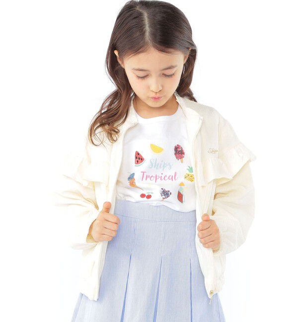 SHIPS KIDS「SHIPS KIDS:100～130cm / 〈UVカット〉ドライタッチ フリル ライト ブルゾン」|ブルゾン・スタジャン|