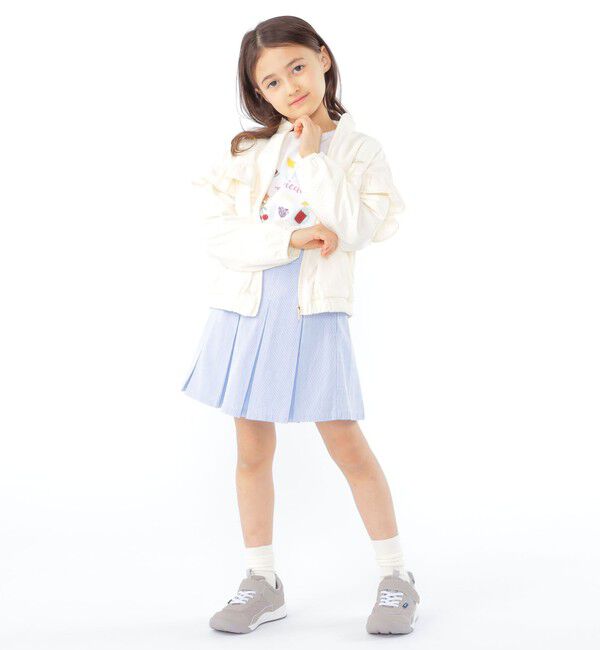 SHIPS KIDS「SHIPS KIDS:100～130cm / 〈UVカット〉ドライタッチ フリル ライト ブルゾン」|ブルゾン・スタジャン|