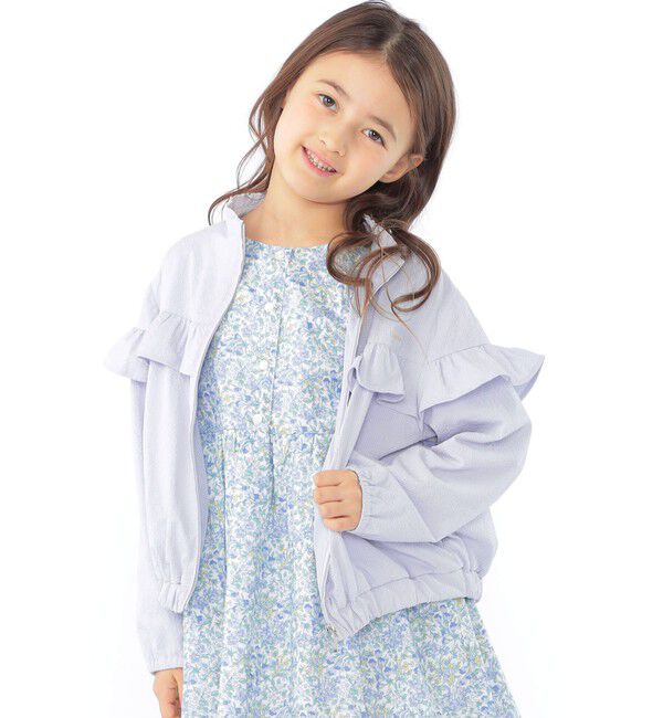 SHIPS KIDS「SHIPS KIDS:100～130cm / 〈UVカット〉ドライタッチ フリル ライト ブルゾン」|ブルゾン・スタジャン|