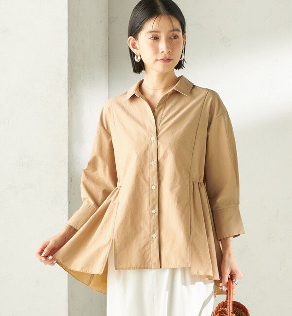 SHIPS for women「〈手洗い可能〉ポリエステル コットン ギャザー 切替 羽織 シャツ」|シャツ・ブラウス|