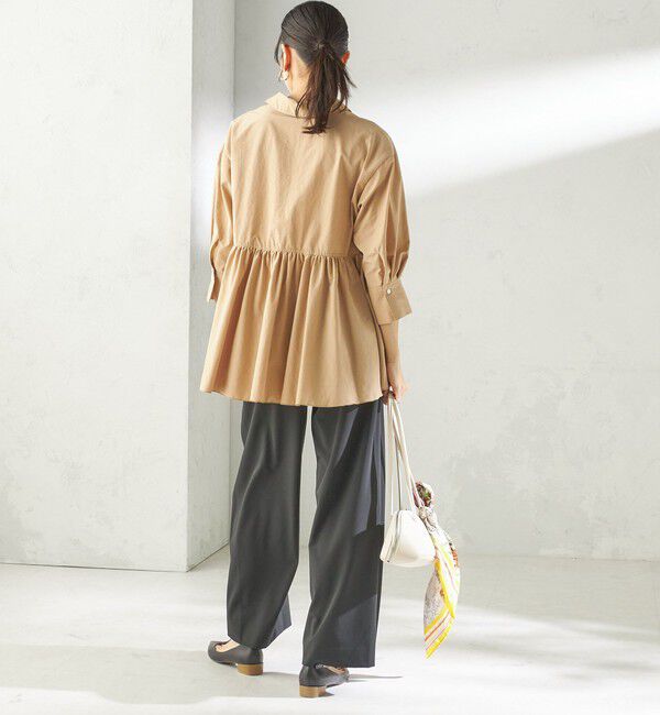 SHIPS for women「〈手洗い可能〉ポリエステル コットン ギャザー 切替 羽織 シャツ」|シャツ・ブラウス|