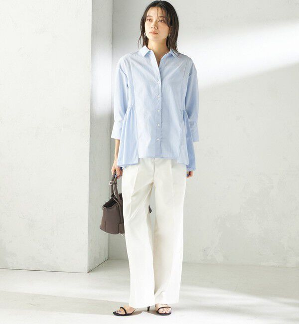 SHIPS for women「〈手洗い可能〉ポリエステル コットン ギャザー 切替 羽織 シャツ」|シャツ・ブラウス|