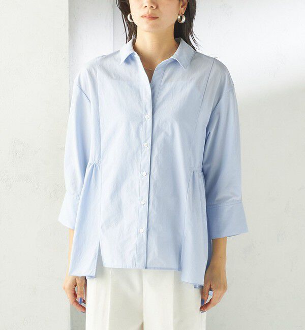 SHIPS for women「〈手洗い可能〉ポリエステル コットン ギャザー 切替 羽織 シャツ」|シャツ・ブラウス|