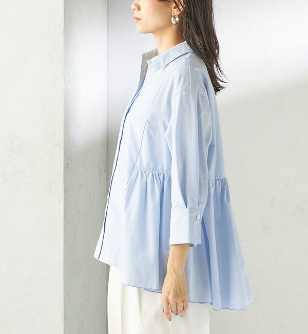 SHIPS for women「〈手洗い可能〉ポリエステル コットン ギャザー 切替 羽織 シャツ」|シャツ・ブラウス|