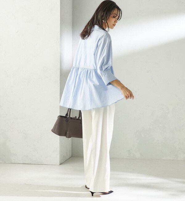 SHIPS for women「〈手洗い可能〉ポリエステル コットン ギャザー 切替 羽織 シャツ」|シャツ・ブラウス|