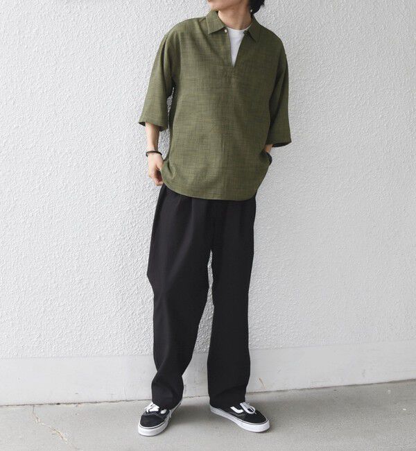 SHIPS any「SHIPS any:〈UVカット〉FUTURE LINEN CANVAS リネンライク スキッパー プルオーバーシャツ◇」|シャツ・ブラウス|