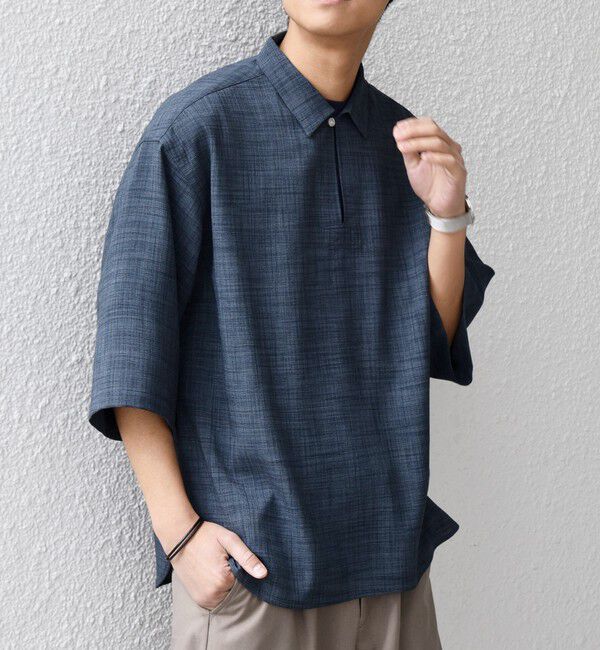 SHIPS any「SHIPS any:〈UVカット〉FUTURE LINEN CANVAS リネンライク スキッパー プルオーバーシャツ◇」|シャツ・ブラウス|