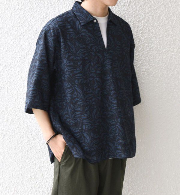 SHIPS any「SHIPS any:〈UVカット〉FUTURE LINEN CANVAS リネンライク スキッパー プルオーバーシャツ◇」|シャツ・ブラウス|