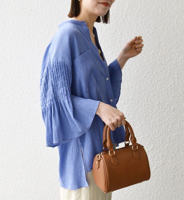 SHIPS any「SHIPS any:〈洗濯機可能〉楊柳 シアー バンド カラー フレア シャツ」|シャツ・ブラウス|