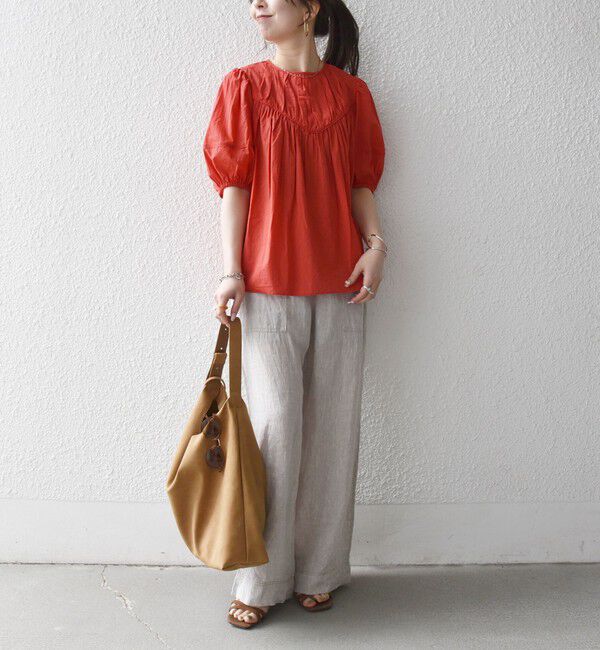 SHIPS any「SHIPS any:〈洗濯機可能〉キャンブリック ギャザー ヨーク パフスリーブ ブラウス」|シャツ・ブラウス|