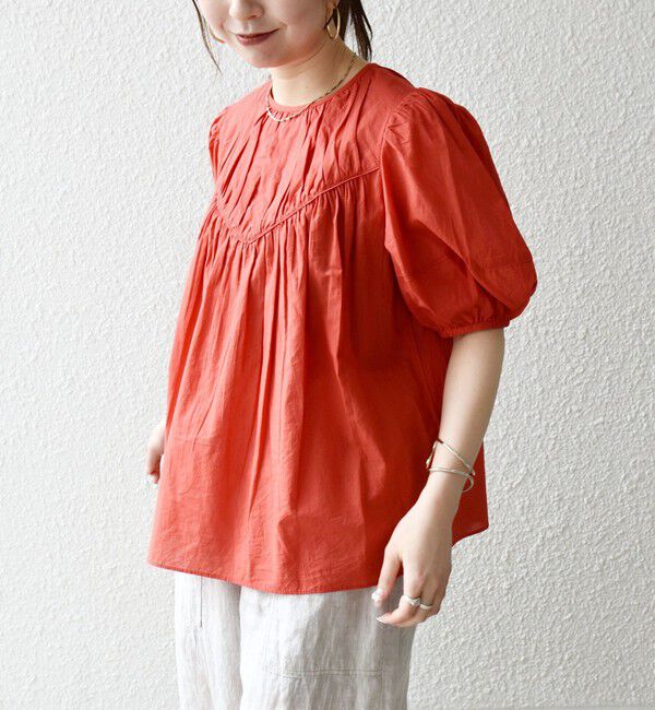 SHIPS any「SHIPS any:〈洗濯機可能〉キャンブリック ギャザー ヨーク パフスリーブ ブラウス」|シャツ・ブラウス|