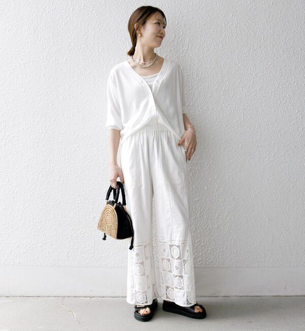 SHIPS any「SHIPS any:〈手洗い可能〉リネン ミックス Vネック ショート シアー カーディガン 2」|カーディガン|