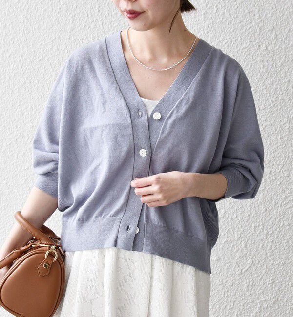SHIPS any「SHIPS any:〈手洗い可能〉リネン ミックス Vネック ショート シアー カーディガン 2」|カーディガン|