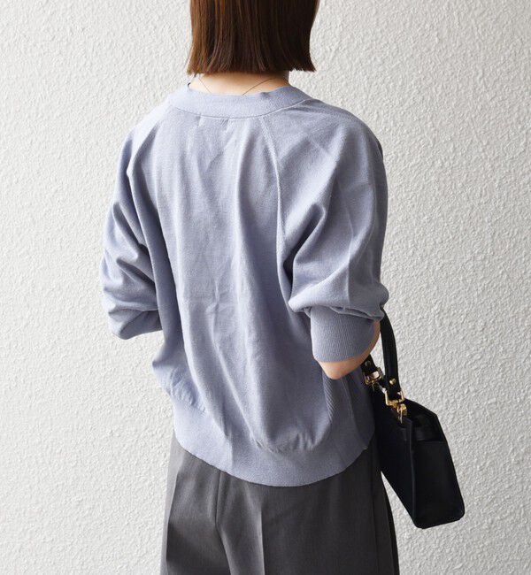 SHIPS any「SHIPS any:〈手洗い可能〉リネン ミックス Vネック ショート シアー カーディガン 2」|カーディガン|