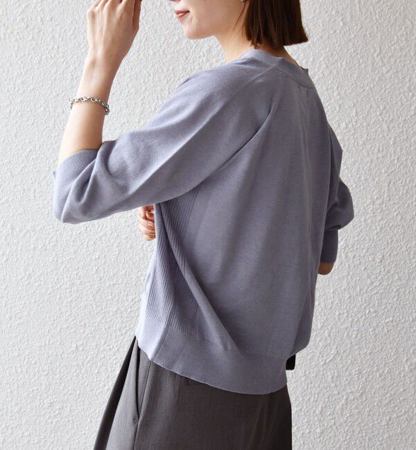 SHIPS any「SHIPS any:〈手洗い可能〉リネン ミックス Vネック ショート シアー カーディガン 2」|カーディガン|