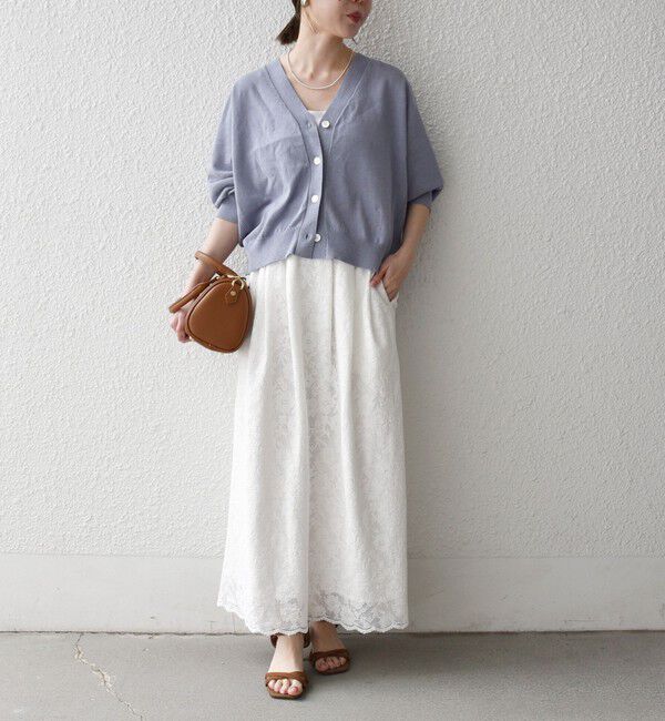 SHIPS any「SHIPS any:〈手洗い可能〉リネン ミックス Vネック ショート シアー カーディガン 2」|カーディガン|