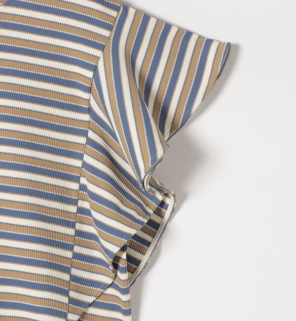 quaranciel「《予約》quaranciel:〈洗濯機可能〉マルチボーダー ラッフル コクーン プルオーバー」|Tシャツ・カットソー|