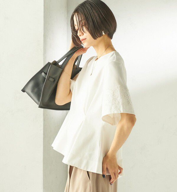 SHIPS for women「《予約》〈手洗い可能〉シルケット ポンチ レース コンビ プルオーバー」|Tシャツ・カットソー|