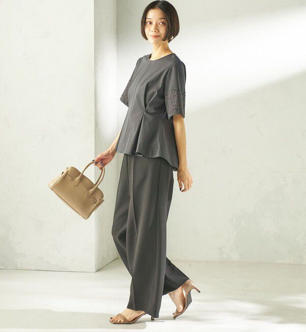 SHIPS for women「《予約》〈手洗い可能〉シルケット ポンチ レース コンビ プルオーバー」|Tシャツ・カットソー|