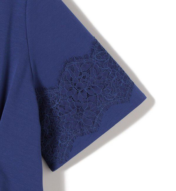 SHIPS for women「《予約》〈手洗い可能〉シルケット ポンチ レース コンビ プルオーバー」|Tシャツ・カットソー|