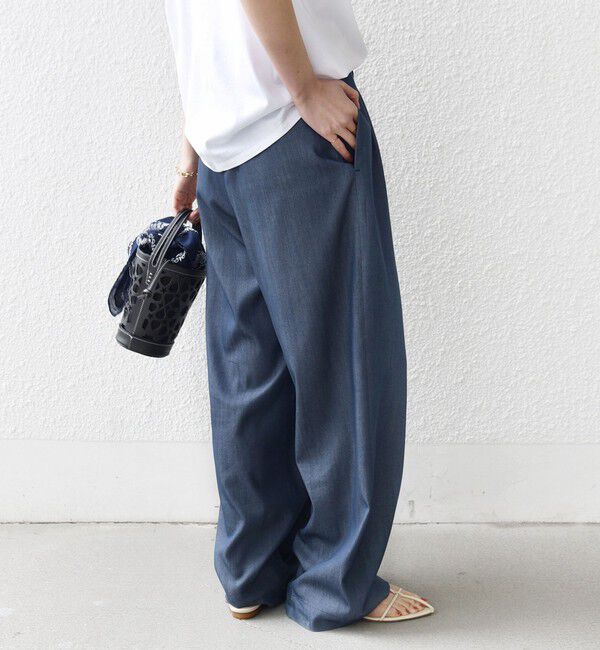 SHIPS for women「《予約》〈接触冷感/UVカット/手洗い可能〉スマート イージー デニム ライク タック パンツ」|その他|