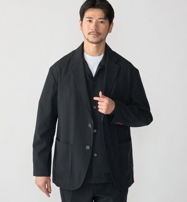 SHIPS「SHIPS:〈撥水/防しわ/洗濯機可能〉DOT AIR(R)ジャケット(セットアップ対応)」|テーラードジャケット|ブラック