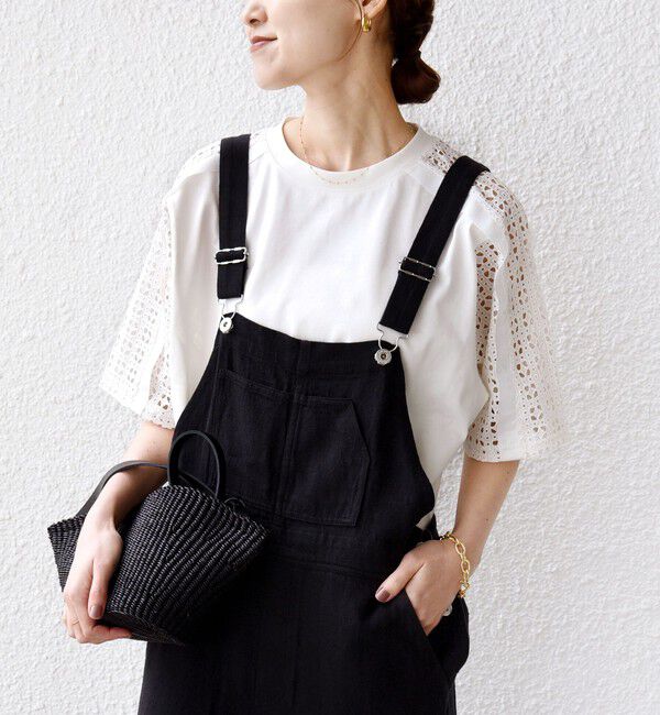 SHIPS for women「《予約》【WEB限定】〈手洗い可能〉レース コンビ ショート スリーブ カットソー」|Tシャツ・カットソー|