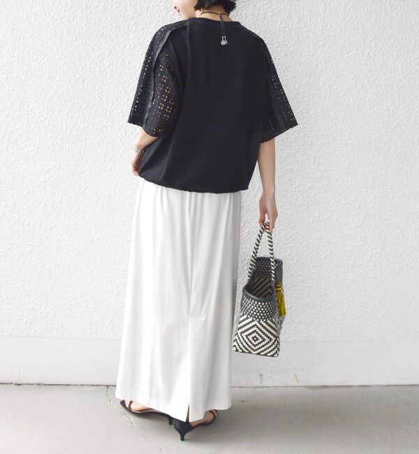 SHIPS for women「《予約》【WEB限定】〈手洗い可能〉レース コンビ ショート スリーブ カットソー」|Tシャツ・カットソー|