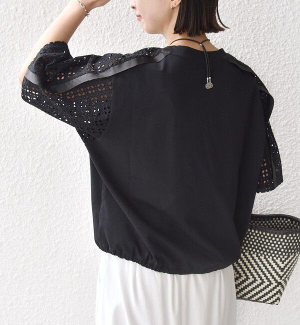 SHIPS for women「《予約》【WEB限定】〈手洗い可能〉レース コンビ ショート スリーブ カットソー」|Tシャツ・カットソー|