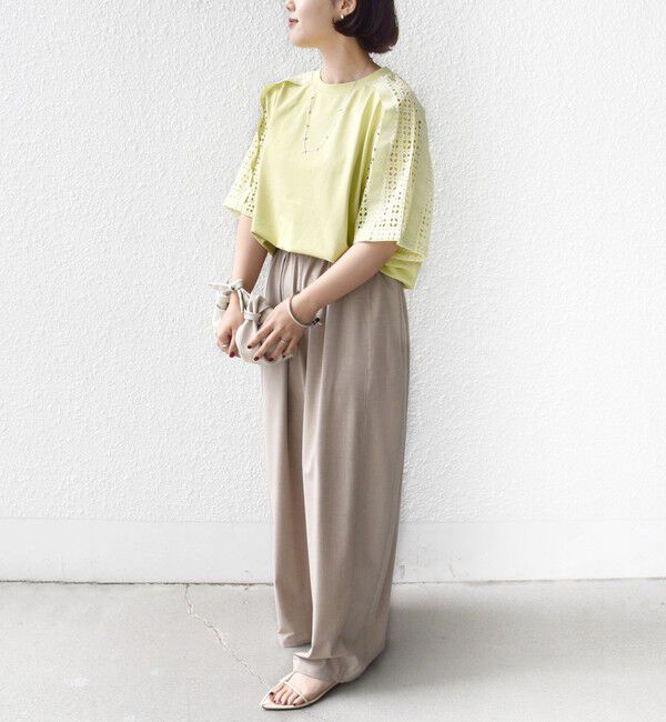 SHIPS for women「《予約》【WEB限定】〈手洗い可能〉レース コンビ ショート スリーブ カットソー」|Tシャツ・カットソー|