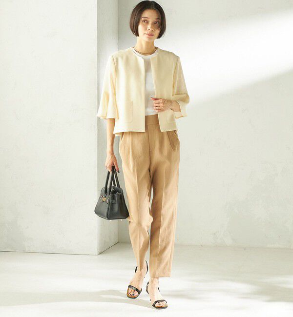 SHIPS for women「《予約》〈手洗い可能〉ミニ チェック カラミ ノーカラー ジャケット」|ノーカラージャケット|