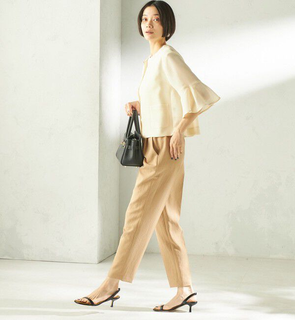 SHIPS for women「《予約》〈手洗い可能〉ミニ チェック カラミ ノーカラー ジャケット」|ノーカラージャケット|