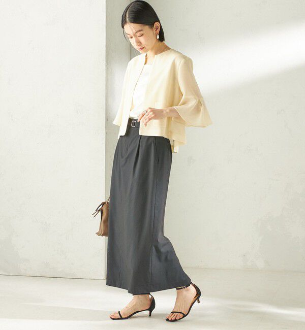 SHIPS for women「《予約》〈手洗い可能〉ミニ チェック カラミ ノーカラー ジャケット」|ノーカラージャケット|