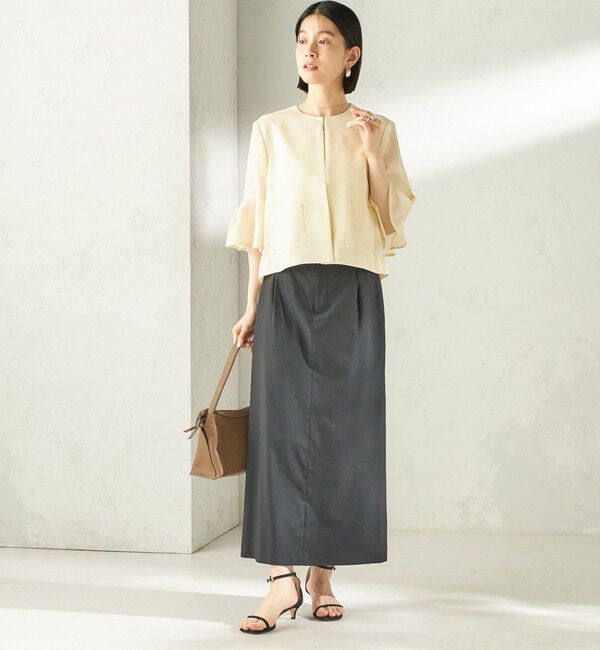 SHIPS for women「《予約》〈手洗い可能〉ミニ チェック カラミ ノーカラー ジャケット」|ノーカラージャケット|