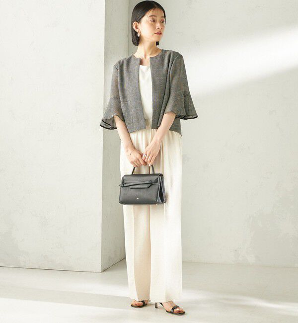 SHIPS for women「《予約》〈手洗い可能〉ミニ チェック カラミ ノーカラー ジャケット」|ノーカラージャケット|