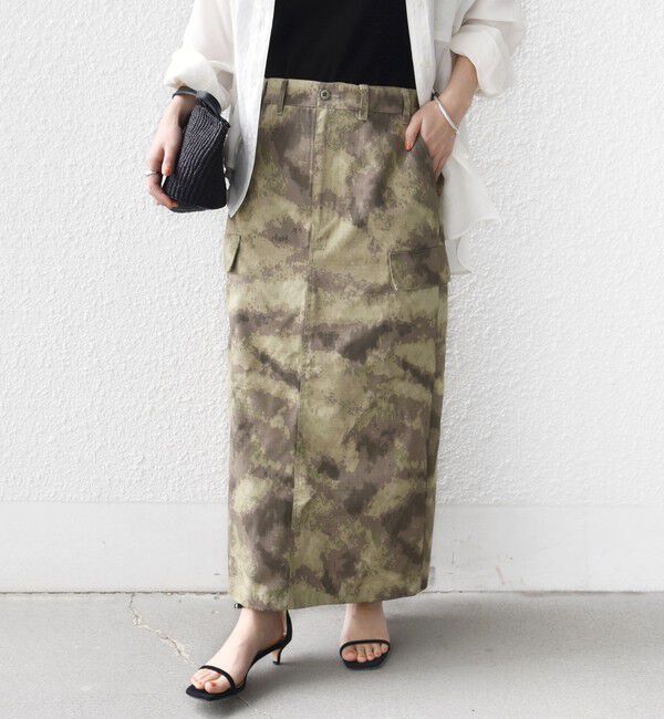 SHIPS for women「《予約》【SHIPS別注】GUNG HO:〈洗濯機可能〉CAMO柄 カーゴ スカート」|スカート|