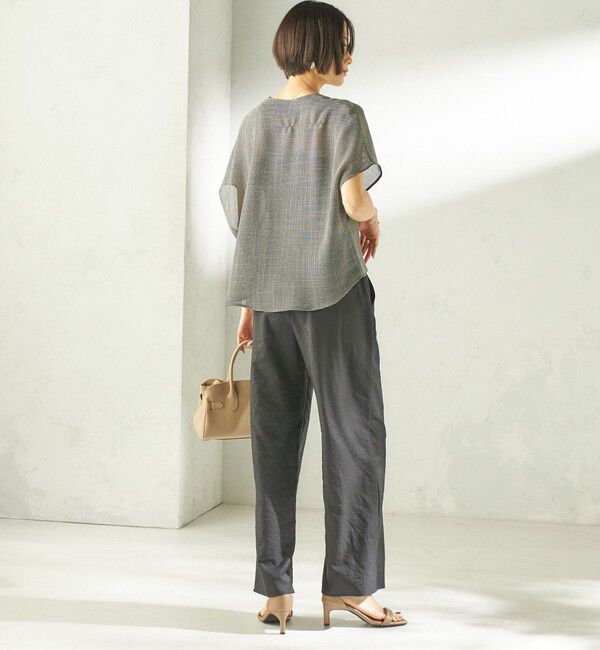 SHIPS for women「《予約》〈手洗い可能〉ミニ チェック カラミ スキッパー プルオーバー」|シャツ・ブラウス|