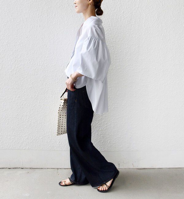 SHIPS for women「《予約》〈手洗い可能〉バック フレア 袖 ギャザー スキッパー ブラウス」|シャツ・ブラウス|