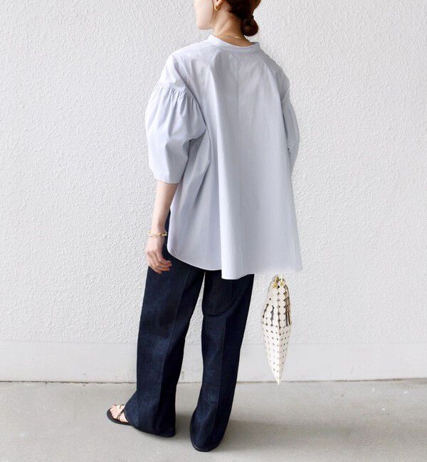 SHIPS for women「《予約》〈手洗い可能〉バック フレア 袖 ギャザー スキッパー ブラウス」|シャツ・ブラウス|