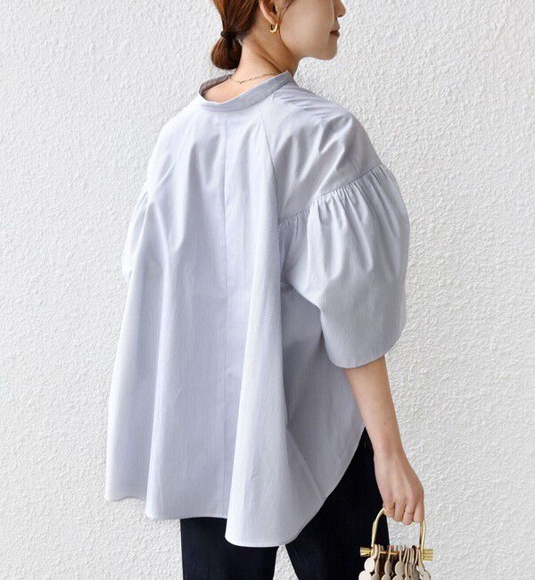 SHIPS for women「《予約》〈手洗い可能〉バック フレア 袖 ギャザー スキッパー ブラウス」|シャツ・ブラウス|