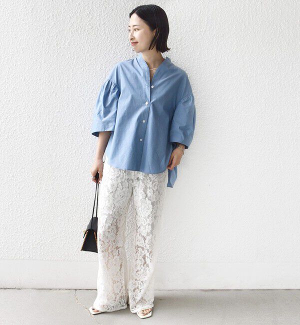 SHIPS for women「《予約》〈手洗い可能〉バック フレア 袖 ギャザー スキッパー ブラウス」|シャツ・ブラウス|