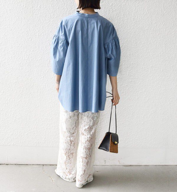 SHIPS for women「《予約》〈手洗い可能〉バック フレア 袖 ギャザー スキッパー ブラウス」|シャツ・ブラウス|