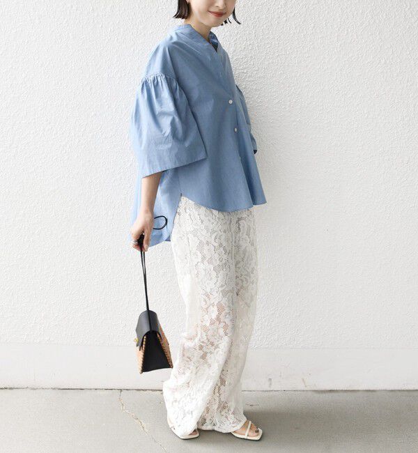 SHIPS for women「《予約》〈手洗い可能〉バック フレア 袖 ギャザー スキッパー ブラウス」|シャツ・ブラウス|